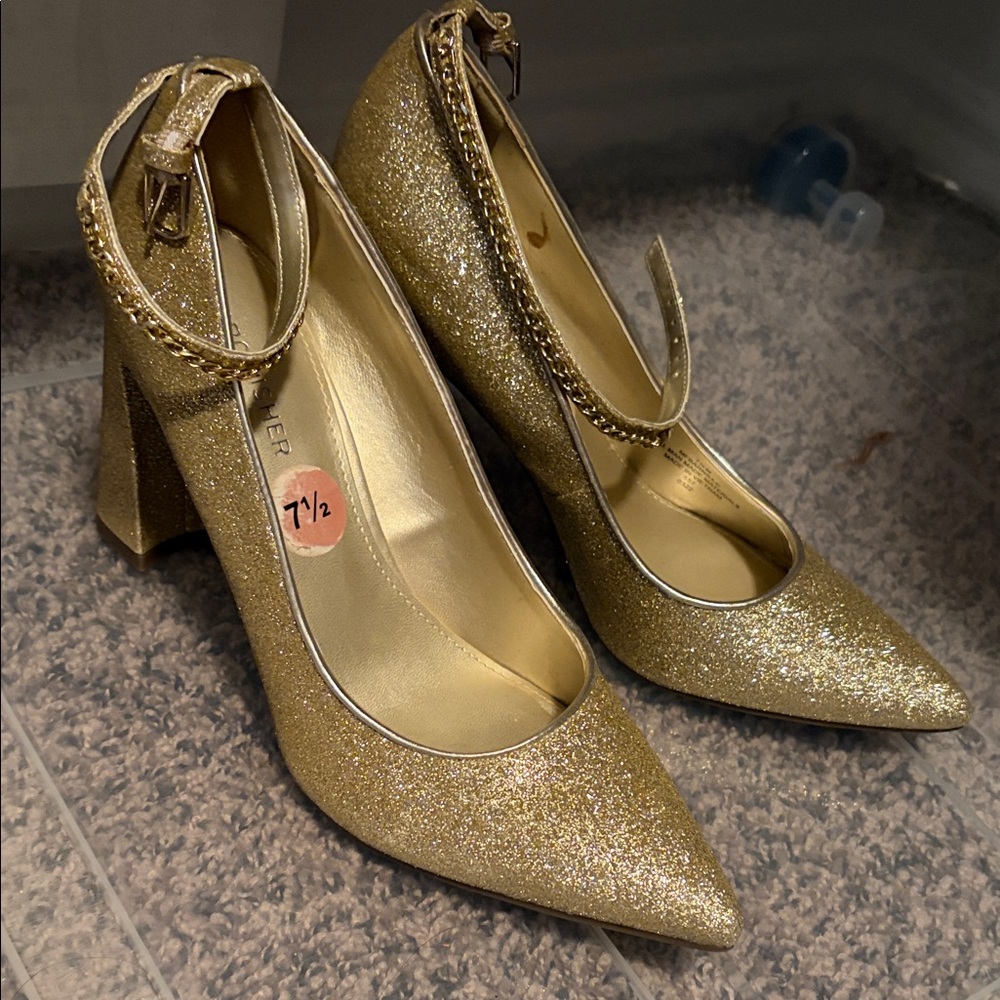 Marc Fisher Gold Glitter Heels